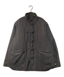 COTTON PAN（コットンパン）の古着「Leeex 裏地レオパード 中綿チャイナデザインジャケット」｜ブラック (チャコールグレー系)