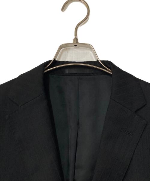 BLACK LABEL CRESTBRIDGE（ブラックレーベル クレストブリッジ）BLACK LABEL CRESTBRIDGE (ブラックレーベル クレストブリッジ) ストライプテーラードジャケット ブラック サイズ:38Lの古着・服飾アイテム