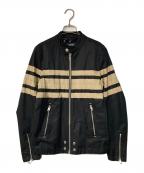 DIESELディーゼル）の古着「シングルライダースジャケット」｜ブラック×ベージュ