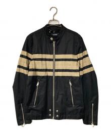 DIESEL（ディーゼル）の古着「シングルライダースジャケット」｜ブラック×ベージュ