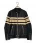 DIESEL（ディーゼル）の古着「シングルライダースジャケット」｜ブラック×ベージュ