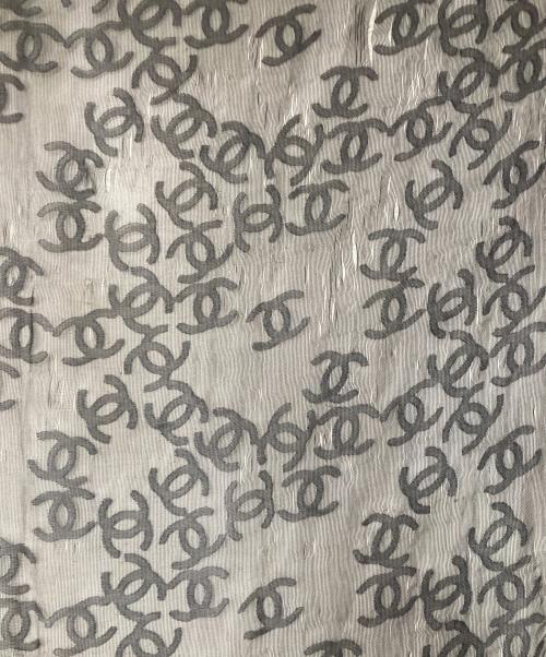 CHANEL（シャネル）CHANEL (シャネル) ココマーク シルクスカーフ ブラック×ネイビーの古着・服飾アイテム