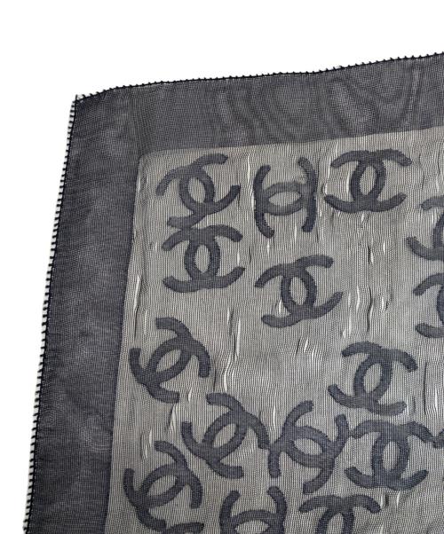 CHANEL（シャネル）CHANEL (シャネル) ココマーク シルクスカーフ ブラック×ネイビーの古着・服飾アイテム