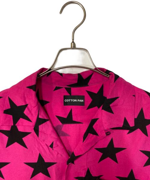 COTTON PAN（コットンパン）COTTON PAN (コットンパン) SHAWN STAR S/S オープンカラーシャツ ピンク×ブラック サイズ:3の古着・服飾アイテム