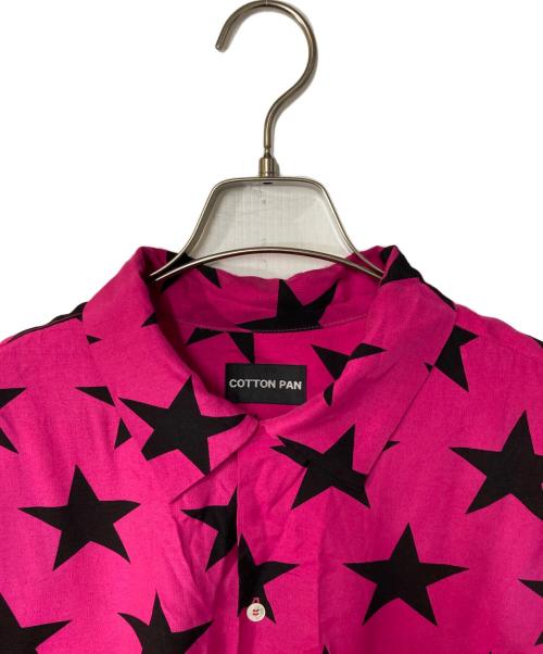 COTTON PAN（コットンパン）COTTON PAN (コットンパン) SHAWN STAR S/S オープンカラーシャツ ピンク×ブラック サイズ:3の古着・服飾アイテム