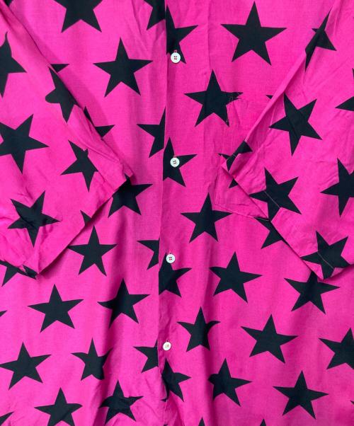 COTTON PAN（コットンパン）COTTON PAN (コットンパン) SHAWN STAR S/S オープンカラーシャツ ピンク×ブラック サイズ:3の古着・服飾アイテム