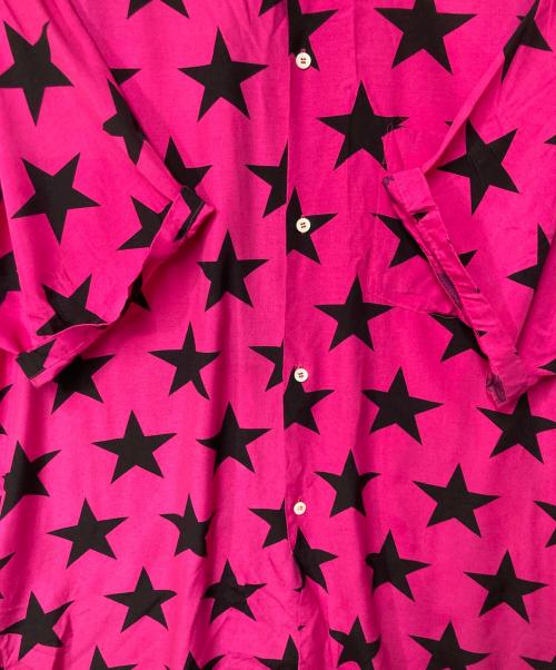 COTTON PAN（コットンパン）COTTON PAN (コットンパン) SHAWN STAR S/S オープンカラーシャツ ピンク×ブラック サイズ:3の古着・服飾アイテム