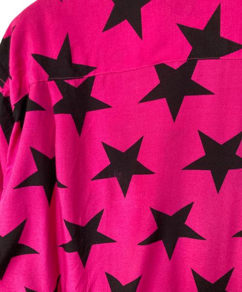 COTTON PAN（コットンパン）COTTON PAN (コットンパン) SHAWN STAR S/S オープンカラーシャツ ピンク×ブラック サイズ:3の古着・服飾アイテム