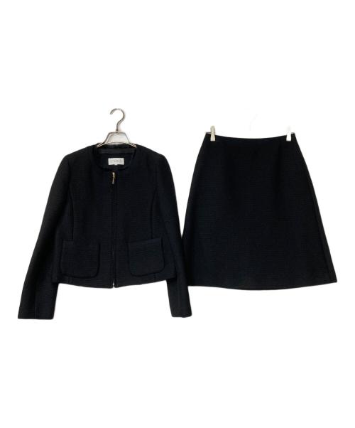 MACKINTOSH PHILOSOPHY（マッキントッシュ フィロソフィー）MACKINTOSH PHILOSOPHY (マッキントッシュ フィロソフィー) ノーカラージャケットスカートセットアップ ブラック サイズ:38の古着・服飾アイテム