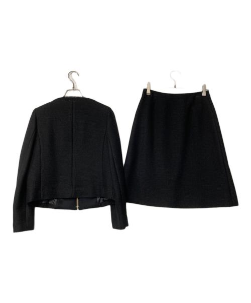 MACKINTOSH PHILOSOPHY（マッキントッシュ フィロソフィー）MACKINTOSH PHILOSOPHY (マッキントッシュ フィロソフィー) ノーカラージャケットスカートセットアップ ブラック サイズ:36の古着・服飾アイテム