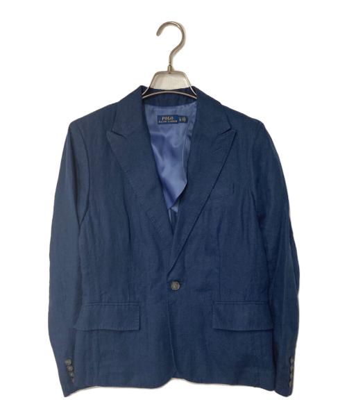 POLO RALPH LAUREN（ポロ・ラルフローレン）POLO RALPH LAUREN (ポロ・ラルフローレン) リネンテーラードジャケット ネイビー サイズ:2/2P(採寸参照)の古着・服飾アイテム