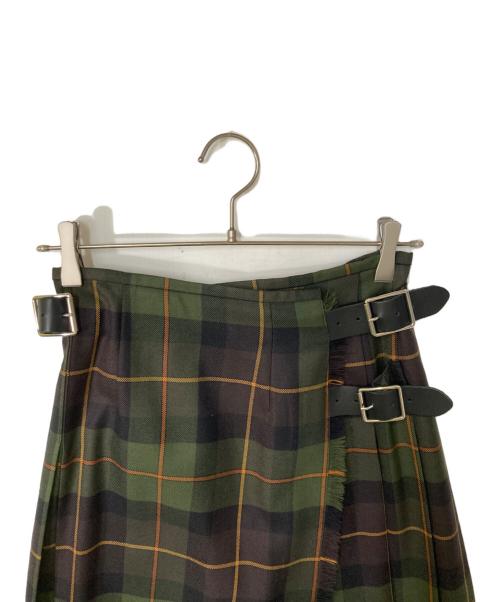 O'NEIL OF DUBLIN（オニールオブダブリン）O'NEIL OF DUBLIN (オニールオブダブリン) チェック ウールラッププリーツスカート グリーン×ブラウン サイズ:36の古着・服飾アイテム