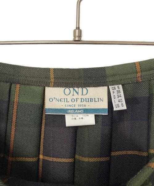 O'NEIL OF DUBLIN（オニールオブダブリン）O'NEIL OF DUBLIN (オニールオブダブリン) チェック ウールラッププリーツスカート グリーン×ブラウン サイズ:36の古着・服飾アイテム