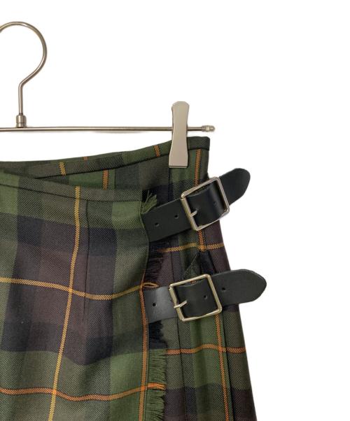 O'NEIL OF DUBLIN（オニールオブダブリン）O'NEIL OF DUBLIN (オニールオブダブリン) チェック ウールラッププリーツスカート グリーン×ブラウン サイズ:36の古着・服飾アイテム