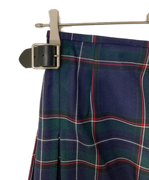 O'NEIL OF DUBLIN（オニールオブダブリン）O'NEIL OF DUBLIN (オニールオブダブリン) チェック ウールラッププリーツスカート ネイビー×グリーン サイズ:36の古着・服飾アイテム