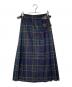 O'NEIL OF DUBLIN（オニールオブダブリン）の古着「チェック ウールラッププリーツスカート」｜ネイビー×グリーン