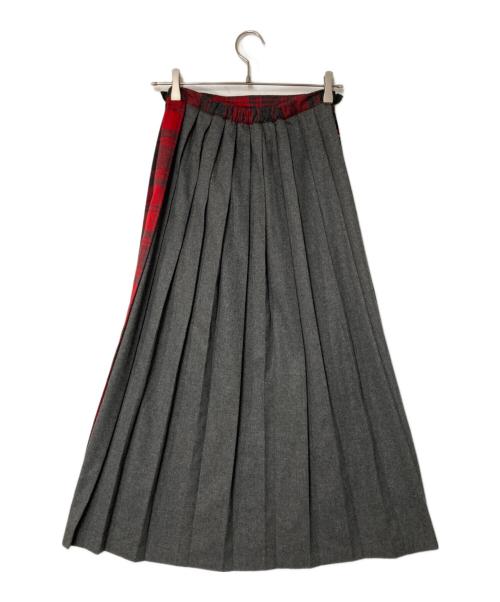 O'NEIL OF DUBLIN（オニールオブダブリン）O'NEIL OF DUBLIN (オニールオブダブリン) チェック切替 プリーツラップスカート ブラック×レッド×グレー サイズ:34の古着・服飾アイテム