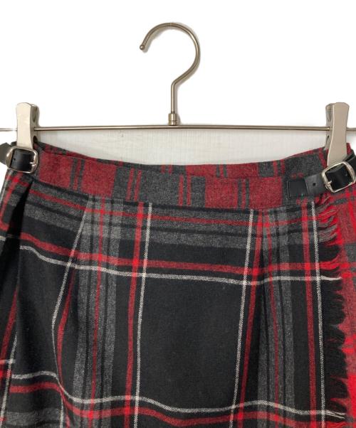 O'NEIL OF DUBLIN（オニールオブダブリン）O'NEIL OF DUBLIN (オニールオブダブリン) チェック切替 プリーツラップスカート ブラック×レッド×グレー サイズ:34の古着・服飾アイテム