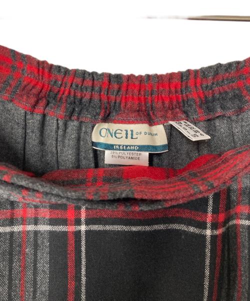 O'NEIL OF DUBLIN（オニールオブダブリン）O'NEIL OF DUBLIN (オニールオブダブリン) チェック切替 プリーツラップスカート ブラック×レッド×グレー サイズ:34の古着・服飾アイテム