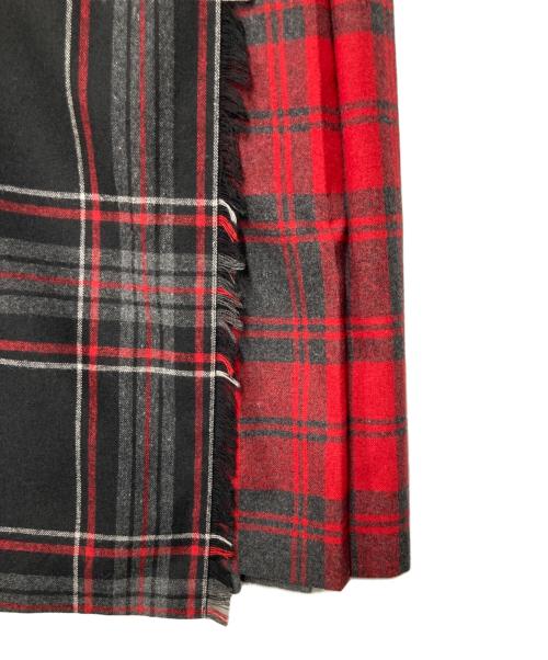 O'NEIL OF DUBLIN（オニールオブダブリン）O'NEIL OF DUBLIN (オニールオブダブリン) チェック切替 プリーツラップスカート ブラック×レッド×グレー サイズ:34の古着・服飾アイテム
