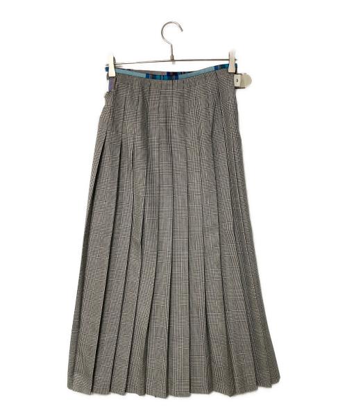 O'NEIL OF DUBLIN（オニールオブダブリン）O'NEIL OF DUBLIN (オニールオブダブリン) チェック切替 ウールラッププリーツスカート グレー×ブルー サイズ:36の古着・服飾アイテム