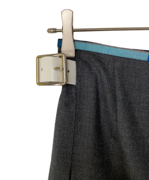 O'NEIL OF DUBLIN（オニールオブダブリン）O'NEIL OF DUBLIN (オニールオブダブリン) チェック切替 ウールラッププリーツスカート グレー×ブルー サイズ:36の古着・服飾アイテム