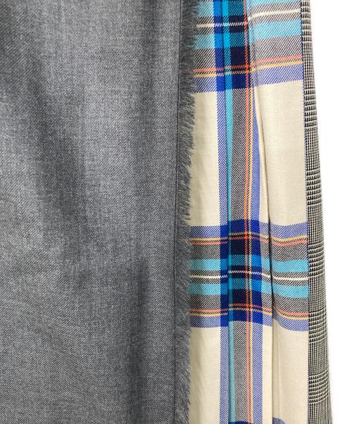 O'NEIL OF DUBLIN（オニールオブダブリン）O'NEIL OF DUBLIN (オニールオブダブリン) チェック切替 ウールラッププリーツスカート グレー×ブルー サイズ:36の古着・服飾アイテム