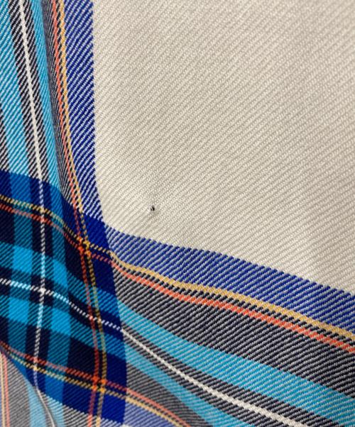 O'NEIL OF DUBLIN（オニールオブダブリン）O'NEIL OF DUBLIN (オニールオブダブリン) チェック切替 ウールラッププリーツスカート グレー×ブルー サイズ:36の古着・服飾アイテム