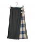 O'NEIL OF DUBLIN（オニールオブダブリン）の古着「チェック切替 ウールラッププリーツスカート」｜グレー×ブルー