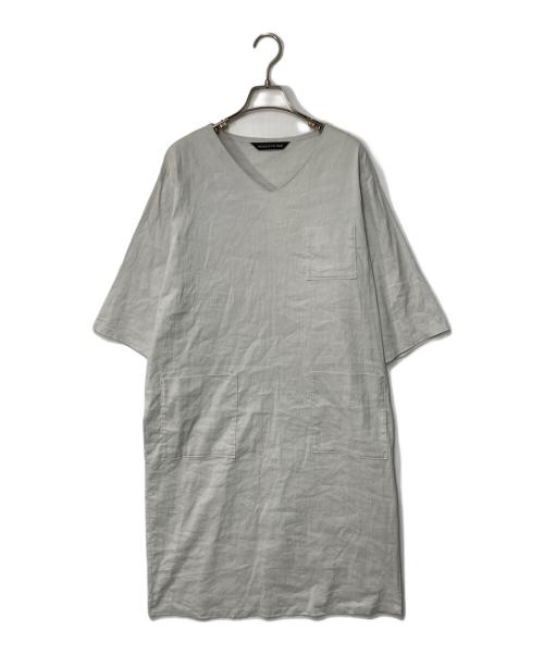 mizuiro-ind（ミズイロインド）mizuiro-ind (ミズイロインド) リネン混Vネックワンピース グレー サイズ:Freeの古着・服飾アイテム