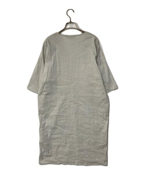 mizuiro-ind（ミズイロインド）mizuiro-ind (ミズイロインド) リネン混Vネックワンピース グレー サイズ:Freeの古着・服飾アイテム