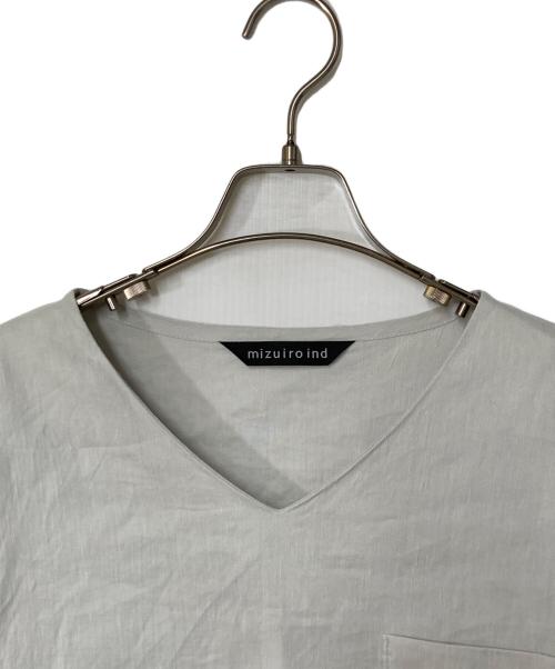 mizuiro-ind（ミズイロインド）mizuiro-ind (ミズイロインド) リネン混Vネックワンピース グレー サイズ:Freeの古着・服飾アイテム
