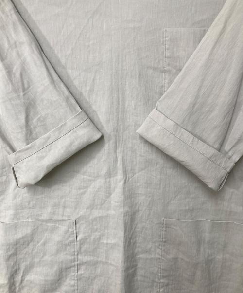 mizuiro-ind（ミズイロインド）mizuiro-ind (ミズイロインド) リネン混Vネックワンピース グレー サイズ:Freeの古着・服飾アイテム