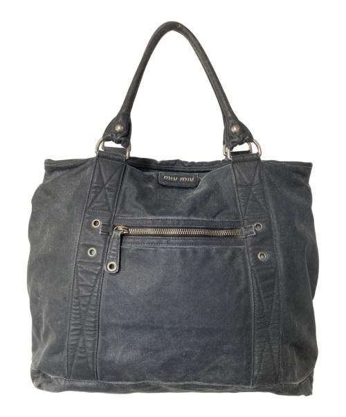MIU MIU（ミュウミュウ）MIU MIU (ミュウミュウ) キャンバス 2WAYバッグ ブラックの古着・服飾アイテム