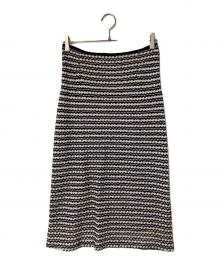 TOMORROW LAND collection（トゥモローランドコレクション）の古着「クロッシュトリコット タイトストレートスカート」｜ネイビー×アイボリー