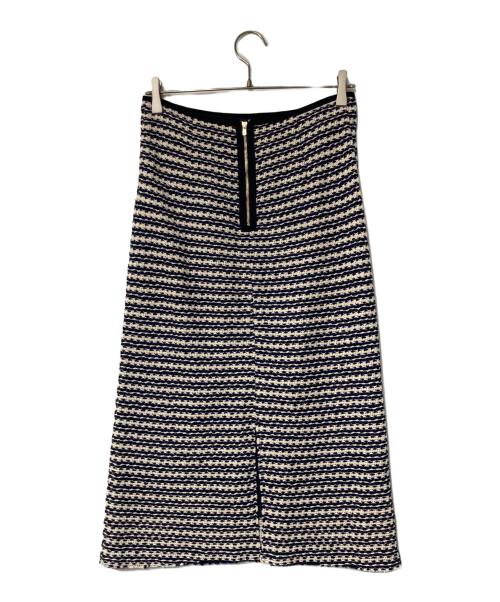 TOMORROW LAND collection（トゥモローランドコレクション）TOMORROW LAND collection (トゥモローランドコレクション) クロッシュトリコット タイトストレートスカート ネイビー×アイボリー サイズ:36の古着・服飾アイテム