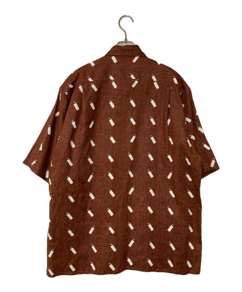 COTTON PAN（コットンパン）COTTON PAN (コットンパン) PILLIES 総柄ジップシャツ ブラウン×ホワイト サイズ:3の古着・服飾アイテム