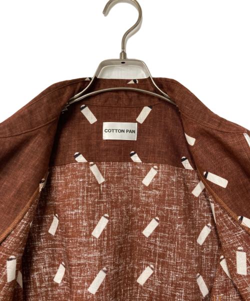 COTTON PAN（コットンパン）COTTON PAN (コットンパン) PILLIES 総柄ジップシャツ ブラウン×ホワイト サイズ:3の古着・服飾アイテム