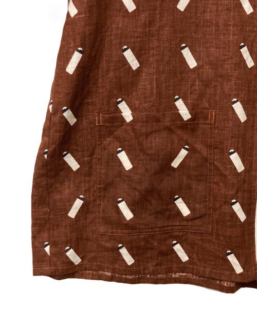 COTTON PAN（コットンパン）COTTON PAN (コットンパン) PILLIES 総柄ジップシャツ ブラウン×ホワイト サイズ:3の古着・服飾アイテム