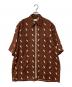 COTTON PAN（コットンパン）の古着「PILLIES 総柄ジップシャツ」｜ブラウン×ホワイト