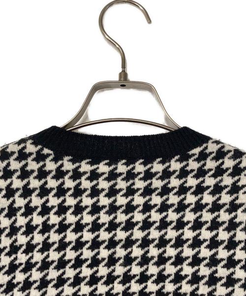 PAUL SMITH（ポールスミス）Paul Smith (ポールスミス) ハウンドトゥース柄フルジップニットカーディガン ホワイト×ブラック サイズ:Mの古着・服飾アイテム