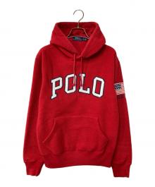 POLO RALPH LAUREN（ポロ・ラルフローレン）の古着「アーチロゴフリースパーカー」｜レッド