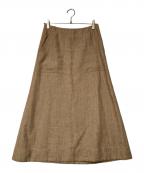 DRAWERドゥロワー）の古着「シャークスキンフレアスカート」｜ベージュ