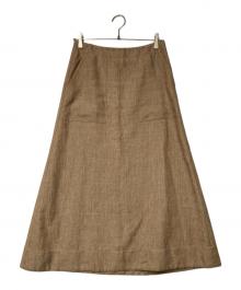 DRAWER（ドゥロワー）の古着「シャークスキンフレアスカート」｜ベージュ