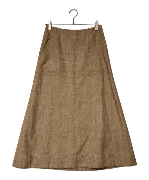 DRAWER（ドゥロワー）DRAWER (ドゥロワー) シャークスキンフレアスカート ベージュ サイズ:36の古着・服飾アイテム