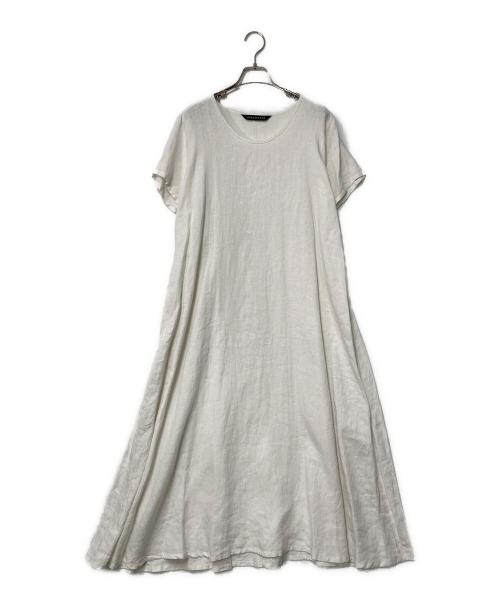 mizuiro-ind（ミズイロインド）mizuiro-ind (ミズイロインド) リネンフレアワンピース ホワイト サイズ:表記無しの古着・服飾アイテム