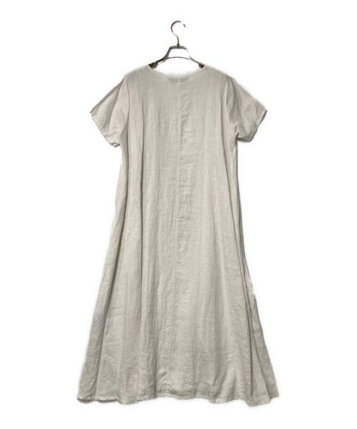 mizuiro-ind（ミズイロインド）mizuiro-ind (ミズイロインド) リネンフレアワンピース ホワイト サイズ:表記無しの古着・服飾アイテム