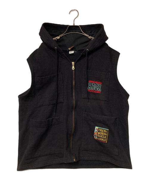 AACA（アフリカン・アメリカン・カレッジ・アライアンス）AACA　 (アフリカン・アメリカン・カレッジ・アライアンス) フーデッドベスト ブラック サイズ:タグ印字スレの為不明 実寸参照の古着・服飾アイテム