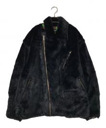 COTTON PAN（コットンパン）の古着「LINDA LINDA エコファーライダースジャケット」｜ブラック×グリーン