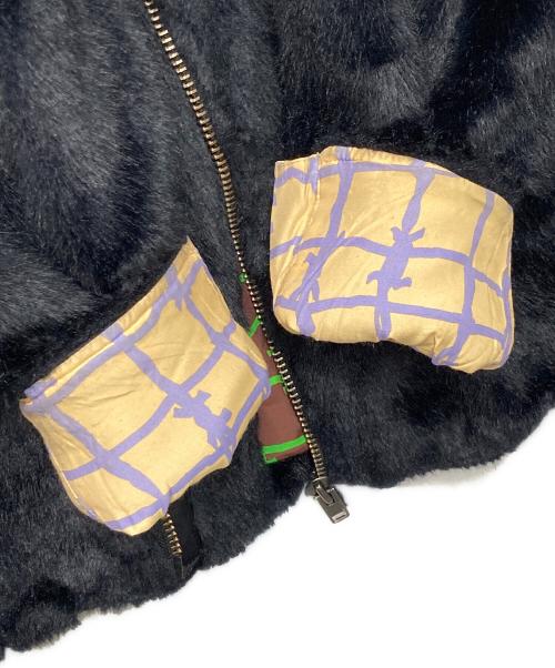 COTTON PAN（コットンパン）COTTON PAN (コットンパン) LINDA LINDA エコファーライダースジャケット ブラック×グリーン サイズ:2の古着・服飾アイテム